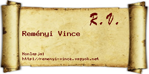 Reményi Vince névjegykártya